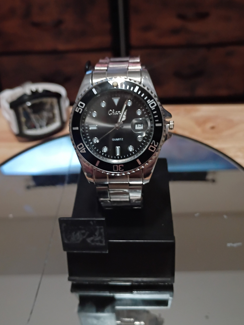 Black Dial Stainless Steel Quartz Watch